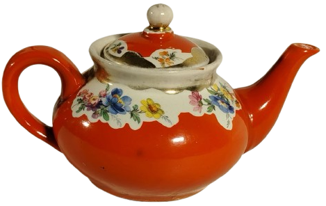 PORSELEN DEMLİK EL ALTIN CEKME NAR CİCEGİ RENKDE