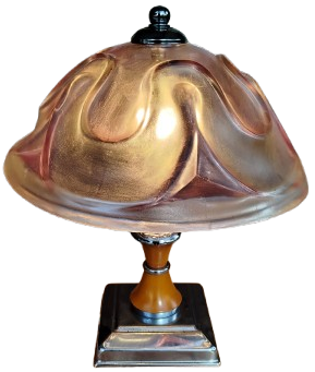 1980 İTALYAN TİFANİ CAM MANTAR FORM LAMBA CALIŞMA MASA LAMBASI 