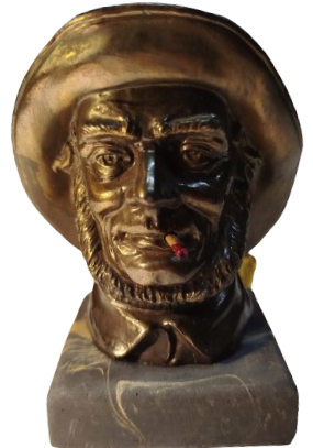 1920 BRONZ MASA USTU FIGURLU ELEKTRİKLİ PURO CAKMAGI BRONZED ELECTRİC LİGHTER 