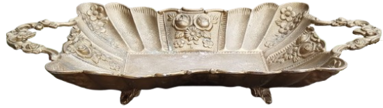 ALMAN GÜMÜŞÜ FLORAL MOTİFLİ MASA ÜZERİ METAL ŞEKERLİK MEYVALIK