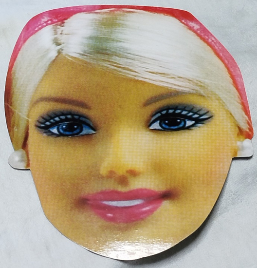 BARBİ BEBEK YUZU KAREKTERİNDE RENKLİ KARTON COCUK OYUNCAK OYUN MASKE