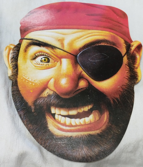 ESKİ OYUNCAK KARTON MASKE TEK GOZLU KORSA ADAM YUZU KAREKTERİNDE RENKLİ  OYUNCAK  MASKE