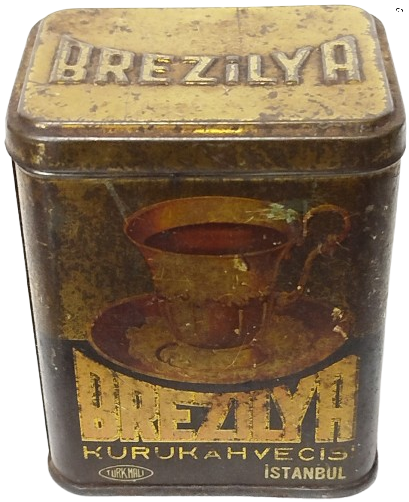 BREZİLYA KURUKAHVECİSİ İSTANBUL TENEKE KAHVE KUTUSU 100 GRAM KABARTMA YAZILI