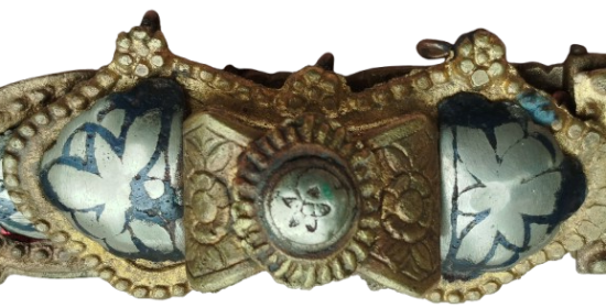 OSMANLI TOKALI GELİN KEMERİ PİRİNC ORTALARI SAVATLI ALPAKA  (DUSUK AYAR GUMUS)