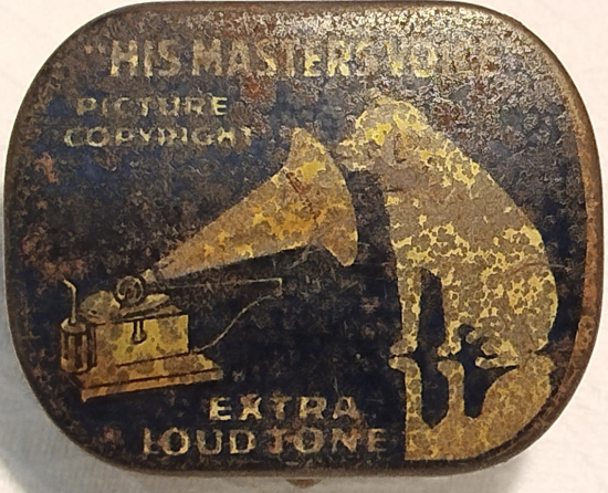 1920 HIS MASTERS VOICE GRAMOPOHNE  BOS TENEKE İGNE KUTUSU