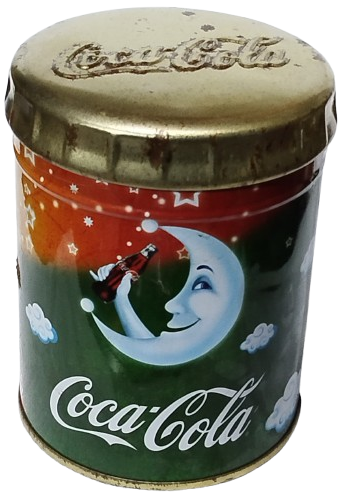 1990 COCA COLA  SİSE KAPAKLI TENEKE KUTU GUNES AY