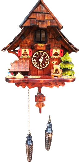 GUGUKLU KARA ORMAN EVİ SAAT QUARZT MAKİNE ISIK SENSORU FARKLI ZİL SESLERİ