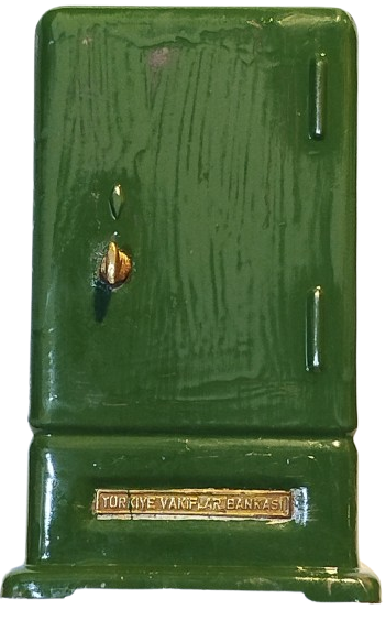 TÜRKİYE VAKIFLAR BANKASI METAL KASA METAL YESİL KUMBARA