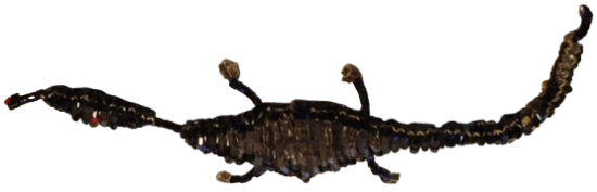 HAPISANE İSİ AVINI YIYEN TİMSAH EL YAPIM SİYAH BEYAZ  BONCUKTAN