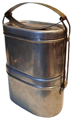 1960 SEFERTASI İŞE GİDERKEN KULLANILAN UCLU YEMEK KABI ALİMÜNYUM YEMEK KOYULAN KAPAKLI GARANTİ DAMGALI 