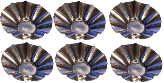 1970 PASLANMAZ KROM CELİK CAY TABAGI TAKIM KENARLARI VOLANLI FORMDA ÜZESİ 6 ADET