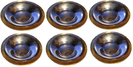 6 ADET JUMBO VENÜS KENARLAR FIRFIRLI ALTIN KAPLAMA KROMCELİK CAY TABAGI TAKIMI 