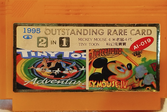 1995 OUTSTANDING RARE CARD A1-019 TINY TOYS MİCKEY MAUSE ATARİ OYUN KASETİ 