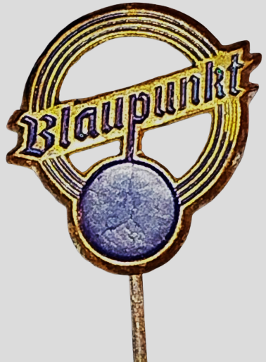 1930 BLAUPUNKT MAVİ BONCUK  METAL OTO RADIO  BAYİİ YAKA ROZET İGNELİ
