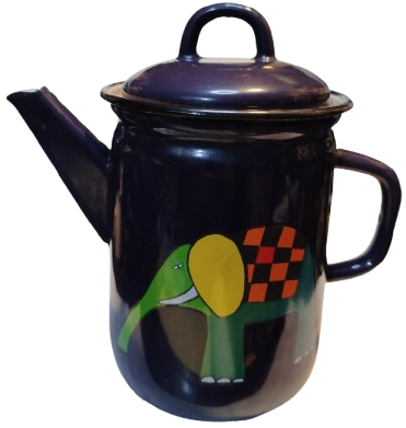 SMALTUM EMAYE KAPAKLI SUTLUK CAYDANLIK ISITICI LACİVERT RENKDE UZERİ FİLLİ 