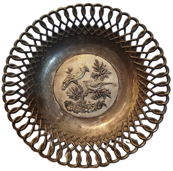 1980 ALMAN GUMUS KAPLAMA  KUSLU  DUVAR TABAGI MEYVELİK VEYA SEKERLİK OLARAKDA KULLANILABİLİNİR