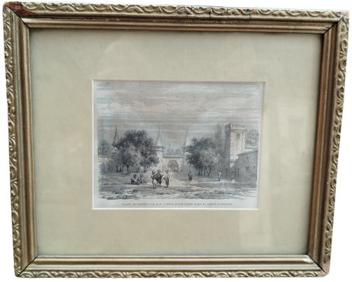 1861 OSMANLI COTANTİNOPLE TOPKAPI SARAYI 1 AVLU ALAY MEYDANI SELAM KAPISI GRAVUR BASKI PARIS