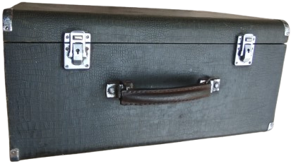 1950 CHENEY ENGLAND KİLİTLİ TASIMA KULPLU KOSELER METAL KORUMALI ORTA BOY CANTA BAVUL COK AMACLI