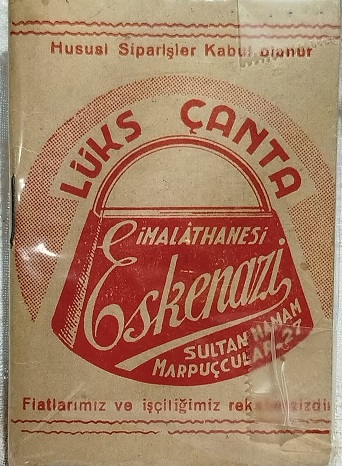 1950 CANTA AYAKKABI İMALTCI REKLAM LI KOPRUDEN KADIKOY VAPUR TARİFESİ OLAN CEP NOT DEFTERİ