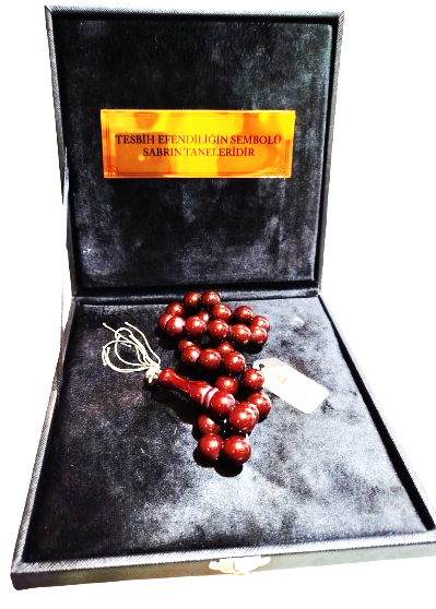 SIKMA AMBER KAHRİBAR TEHBİH  USTA İŞİ SERTİFİKALI KOYU BAL RENKDE İRİ HABBE BONCUK KESİM 13 MM