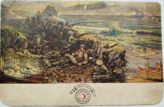 OSMANLI HİLALİAHMER KIZILAY KARTPOSTAL  SAVAS SAHNELERİNDEN KESİTLER ARKASI OSMANLCA YAZILI