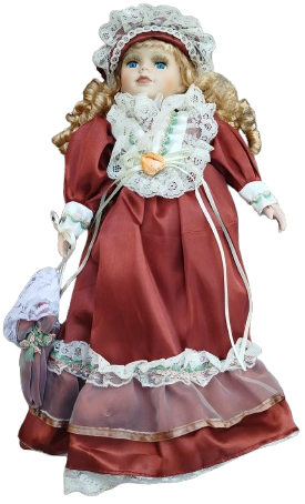 DOLLS WİTH DRESS ELLERİ YÜZÜ PORSELEN VE EL BOYAMA YAPIMI EL DİKİM ELBİSELİ YÖRESEL OYUNCAK KIZ COCUK BEBEK