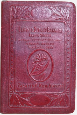 1930 TURKİYE CUMHURİYETİ ZIRAAT BANKASI ANONIM SİRKETİ KİTAP FORMUNDA  BORDO KUMBARA BUYUK BOYDADIR