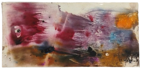 HASAN KAVRUK İMZALI KARTON UZERİ SULU BOYA CALIŞMA KARIŞIK TEKNİK CALISMASI