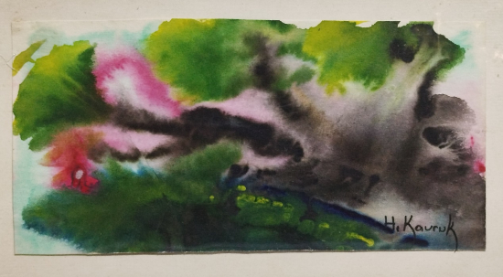 HASAN KAVRUK İMZALI KARTON UZERİ SULU BOYA CALIŞMA KARIŞIK TEKNİK CALISMASI