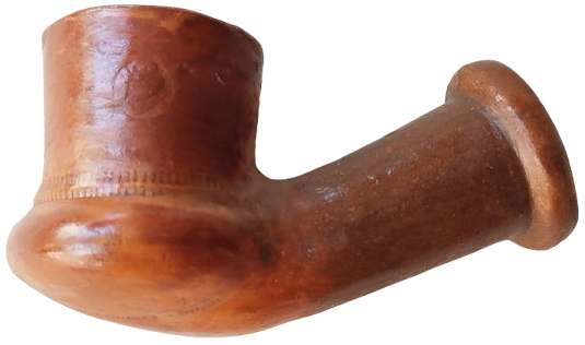  OSMANLI DAMGALI 19 YUZYIL TOPHANE LÜLE TÜTÜN İÇME KIZIL TOPRAK KİL İLE ELDE YAPIM KİLDEN FIRINDA YAPILMA TERRACOTTA