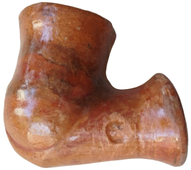 OSMANLI DAMGALI 19 YUZYIL TOPHANE LÜLE TÜTÜN İÇME KIZIL KİL TOPRAK İLE ELDE YAPILIP FIRINDA PİSMİS TERRACOTTA