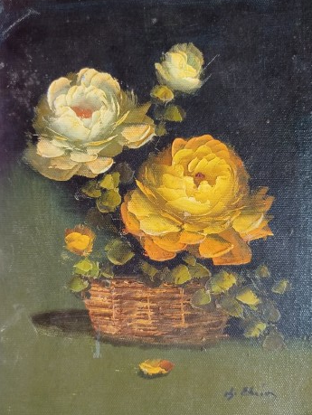 2009 KADİR EKİM SANATCI İMZALI YAGLI BOYA  SEPETDE GULLER DURALIT UZERİNE TULAL