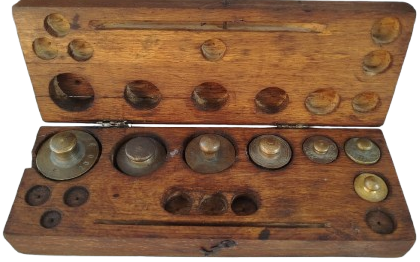 BÜYÜK BOY COKLU AHŞAP MASİF KUTUSUNDA PİRİNC TARTI AGIRLIK TERAZİ AĞIRLIKLARI