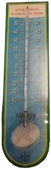 BAYER ASPİRİN REKLAMLI ALMAN BUYUK BOY  YESİL RENDE MİKA DERECE