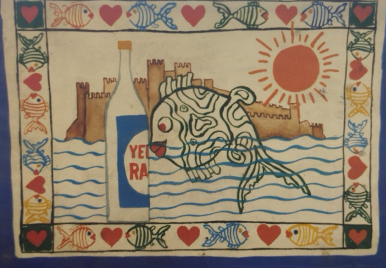 YENİ RAKI TEMALI OFSET BASKI CİZİM KARTPOSTAL MEHMET SONMEZ TASARIMI