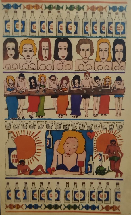  YENİ RAKI TEMALI OFSET BASKI CİZİM KARTPOSTAL MEHMET SONMEZ TASARIMI 