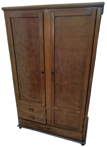 1920 BEKAR GARDROB CİFT KAPI 2 KUCUK 1 BUYUK CEKMECELİ KOMPLE MASİF KAPILAR KİLİTLİ ANAHTARLI