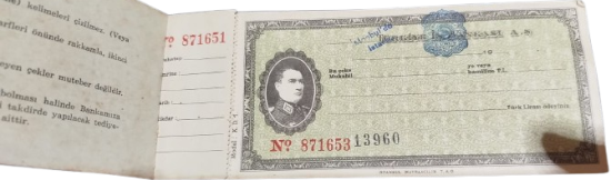 1950 TURKİYE İS BANKASI A.S CEK KOCANI 2 SAYFA KULLANILMIS 23 YAZILMAMIS CEK SAYFALI