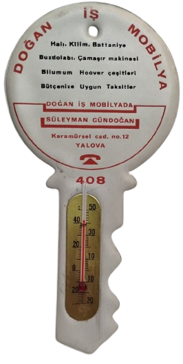 TERMOMETRE EV İCİ SICAKLIK  SOGUKLUK OLCER DERECE CAM CUBUK İCERSİNDE KIRMIZI CIVA PLASTİK ANAHTAR FORMDA  DOGAN IS MOBİLYA 