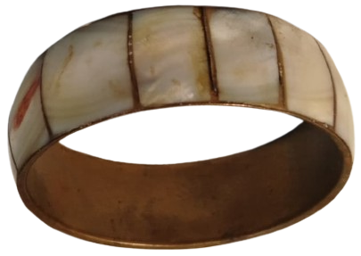 1970 VİNTAGE PİRİNC UZERİNE SIRALI DİZİLMİS 12 PARCA SEDEF BİLEZİK UZERİ BOMBELİ KALIN TİP