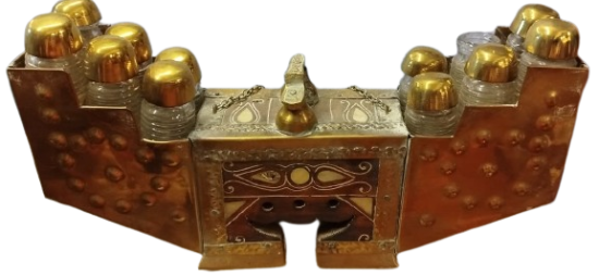 SEDEFLİ AHSAP AYAKKABI BOYA SANDIĞI 12 ŞİŞELİ MİNYATÜR  FORM TAM KOLEKSİYONLUK