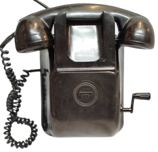 1950 ORİJİNAL SSCB MANYETOLU DUVAR TELEFONU - BAKALİT SİYAH - T.A.Ç. İŞARETLİ SOVYET DÖNEMİ