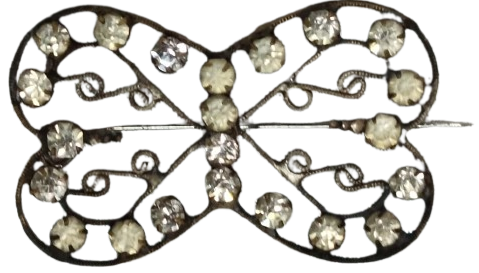 1970 İSTANBUL İŞİ EL YAPIMI TELKÂRİ KELEBEK BROŞ  MİHLAMA TAŞLI GÜMÜŞ ÜZERİ ALTIN KAPLAMA  NADİR PARÇA