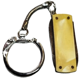 960-70 DÖNEMİ SEDEF KAPLAMA ÇİFT AĞIZLI MİNYATÜR ÇAKI ANAHTARLIK  6 CM KAPALI HALİ TAM KOLEKSİYONLUK