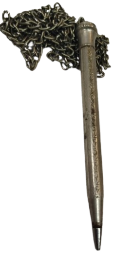 1890-1915 DÖNEMİ OSMANLI ALPAKA ZİNCİRLİ KURŞUN KALEM TAMAMEN EL İŞÇİLİKLİ ALPACCA DAMGALI ÇOK NADİR