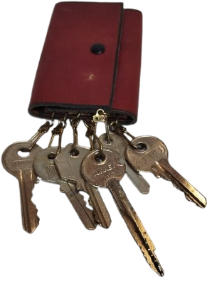 1970 HAKİKİ VİSNE BORDO RENKDE DERİ ANAHTARLIK 6 MANDALLI  ANAHTAR TAKMALI