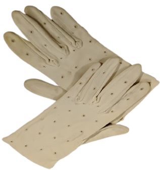 1950 LER  VINTAGE BAYAN AKŞAM FORMAL ELDİVEN KLASİK KREM BEYAZ RENKLİ, KISA BİLEK BOYU 