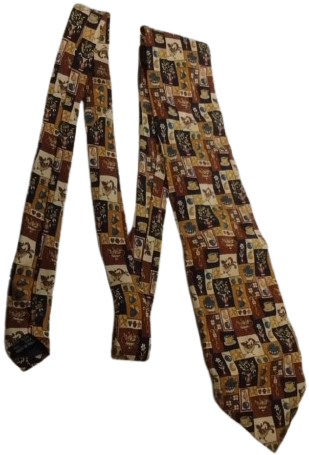 LA CRAVATE D'ANSE İTALY  LÜKS VİNTAGE %100 İPEK SANATSAL BLOK DESENLİ KRAVAT BOYUN BAĞI