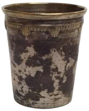 1950 LER FRANSIZ  ÜRETİMİ PİRİNÇ TABANLI GÜMÜŞ KAPLAMA SILVER PLATED BRASS VINTAGE ŞIK İÇKİ BARDAĞI