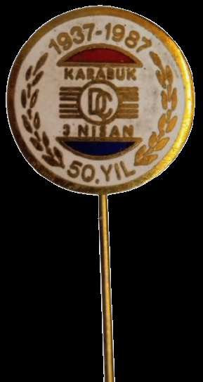 1937 1987 KARABUK 3 NİSAN 50 . YIL HATIRASI SICAK MİNE İGNELİ YAKA ROZET DEMİR ÇELİK KARDEMİR